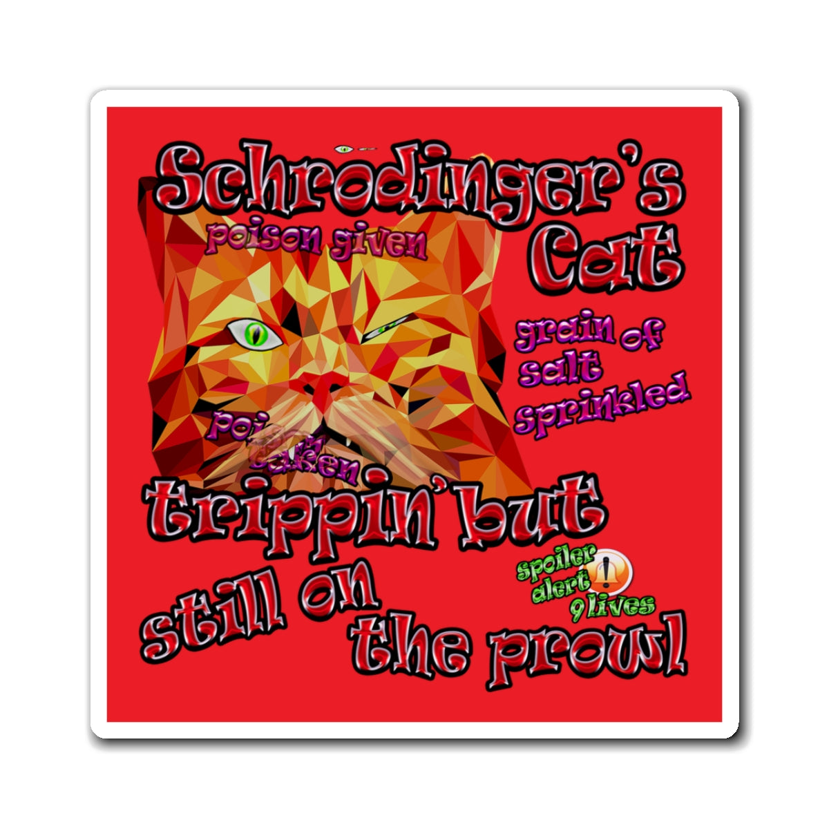 schrodinger's cat - Magnets - (red)