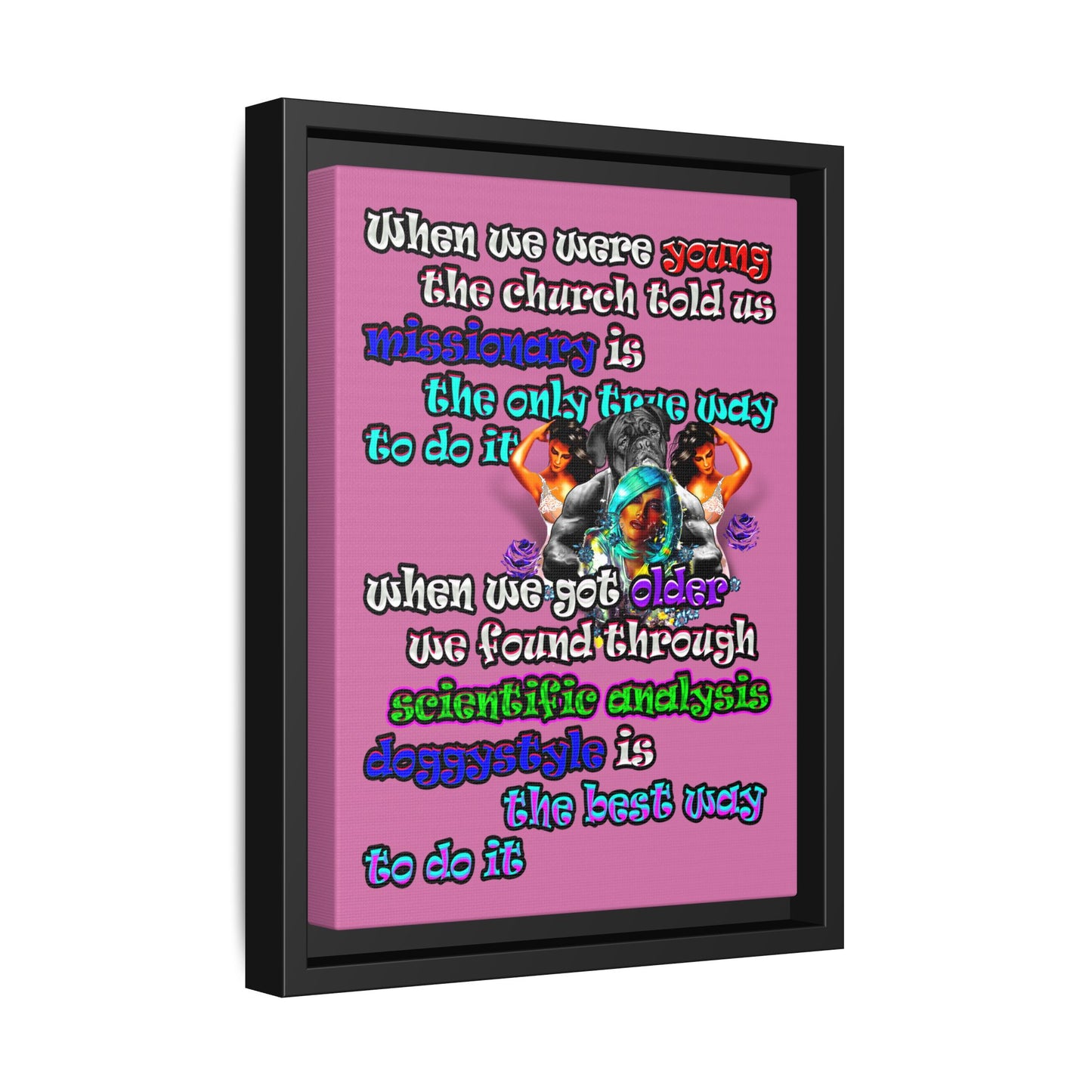 doggystyle - framed canvas art (light pink)