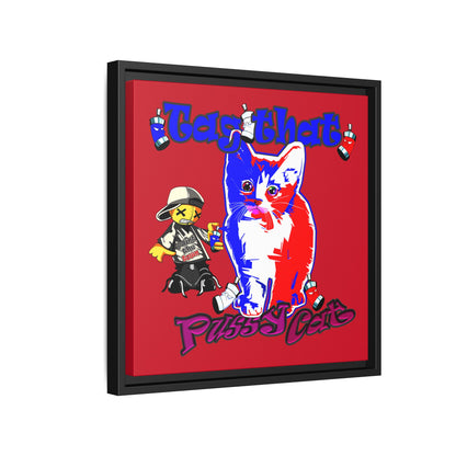 tag that - framed canvas art (dark red)