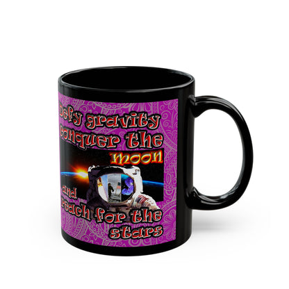 defy conquer reach - Black Mug (pink swirl)