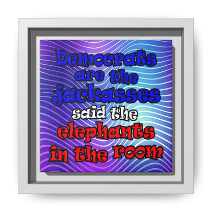 donkeys and elephants - framed canvas art (purple wave)