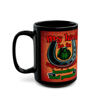 my luck - Black Mug (burnt orange)
