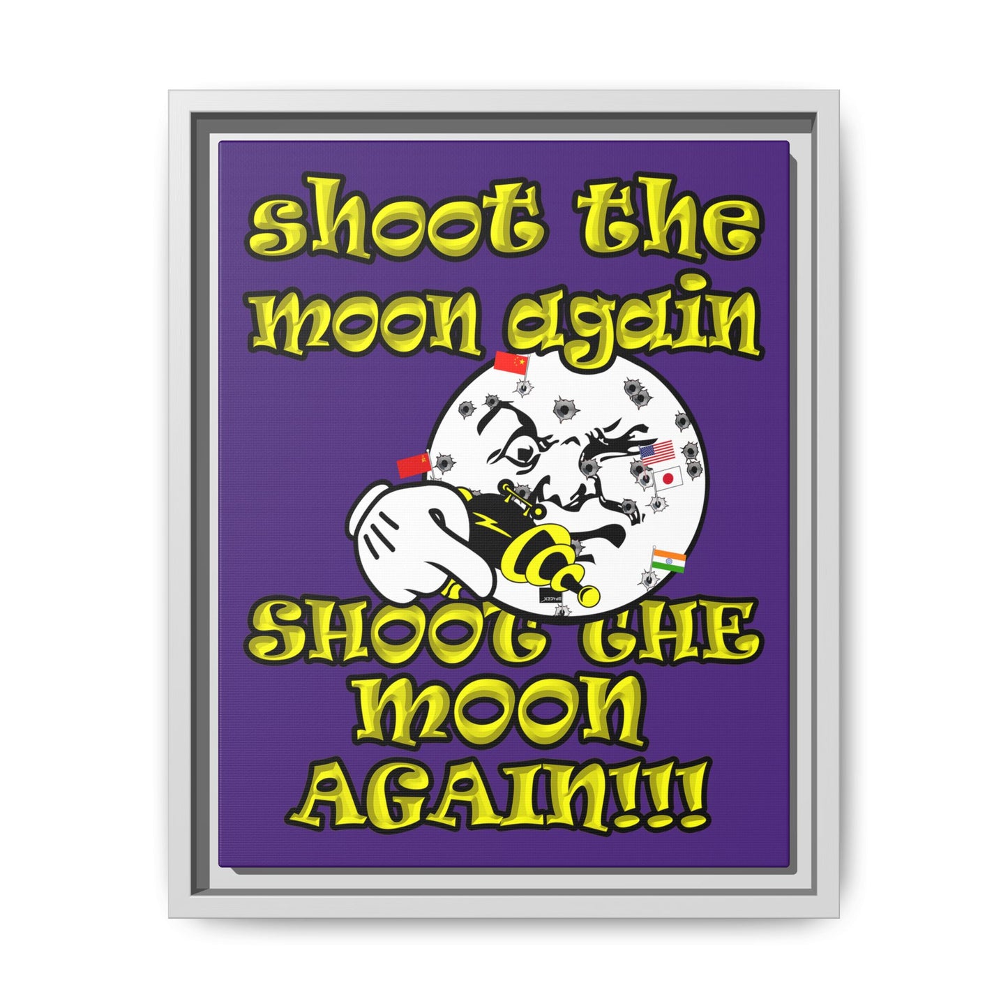 shoot the moon again - framed canvas art (purple)