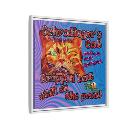 schrodinger's cat - framed canvas art (light blue-purple wave)