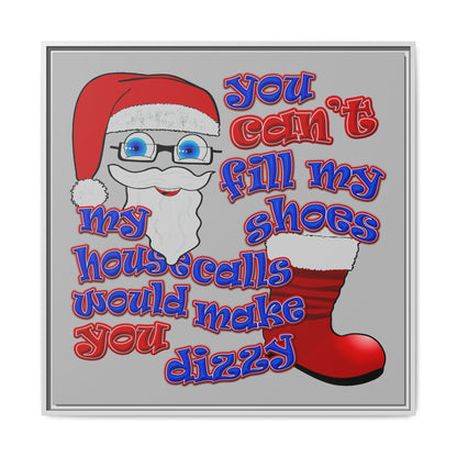 santa's shoes - framed canvas art (light grey)
