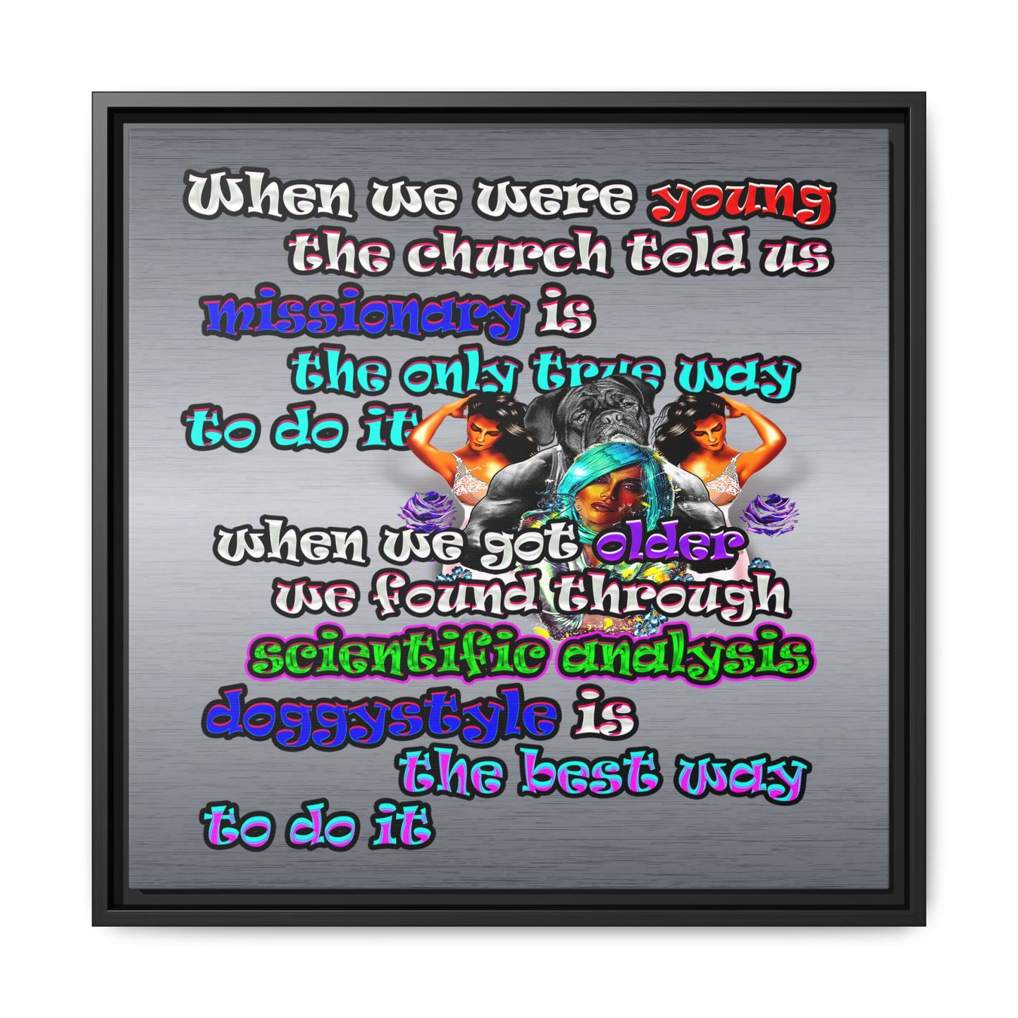 doggystyle - framed canvas art (brushed nickel)