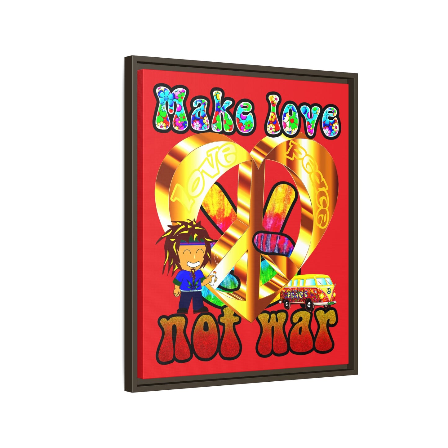 love peace - framed canvas art (red)