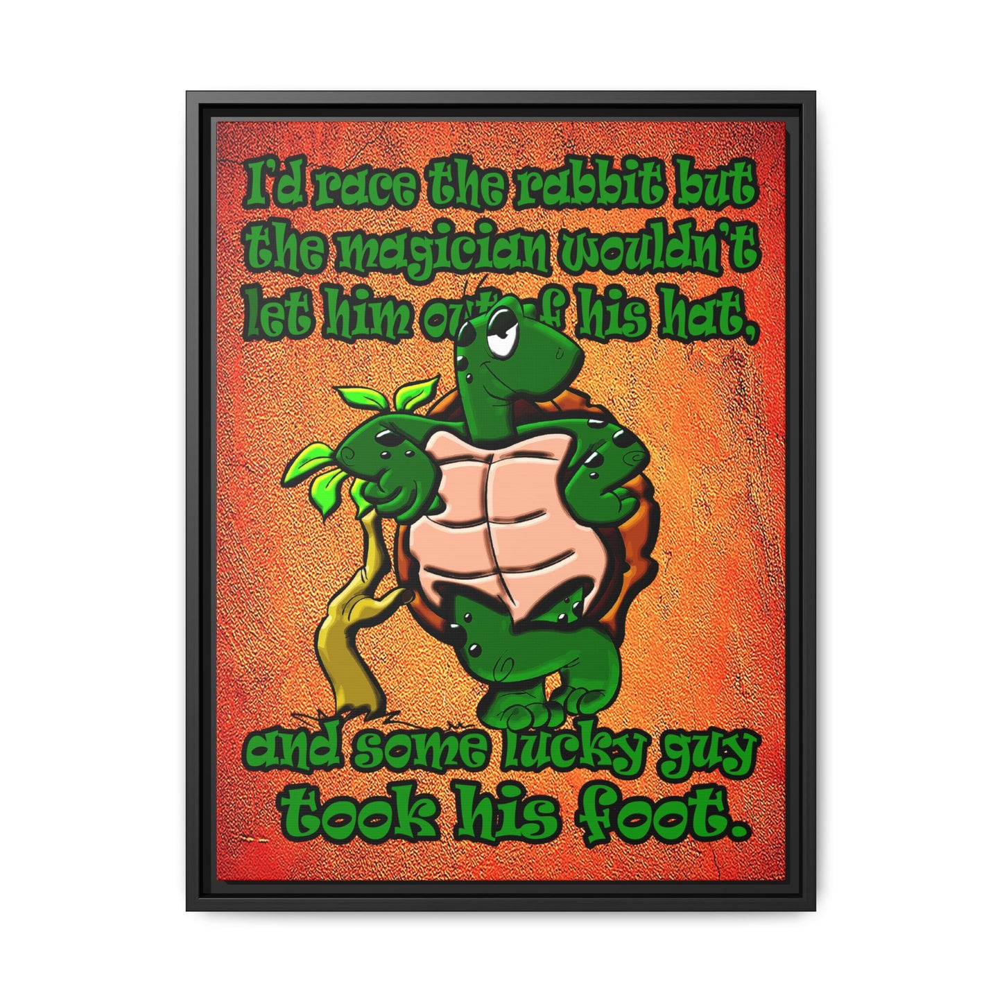 turtle race - framed canvas art (burnt orange)