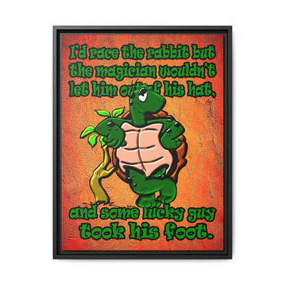 turtle race - framed canvas art (burnt orange)