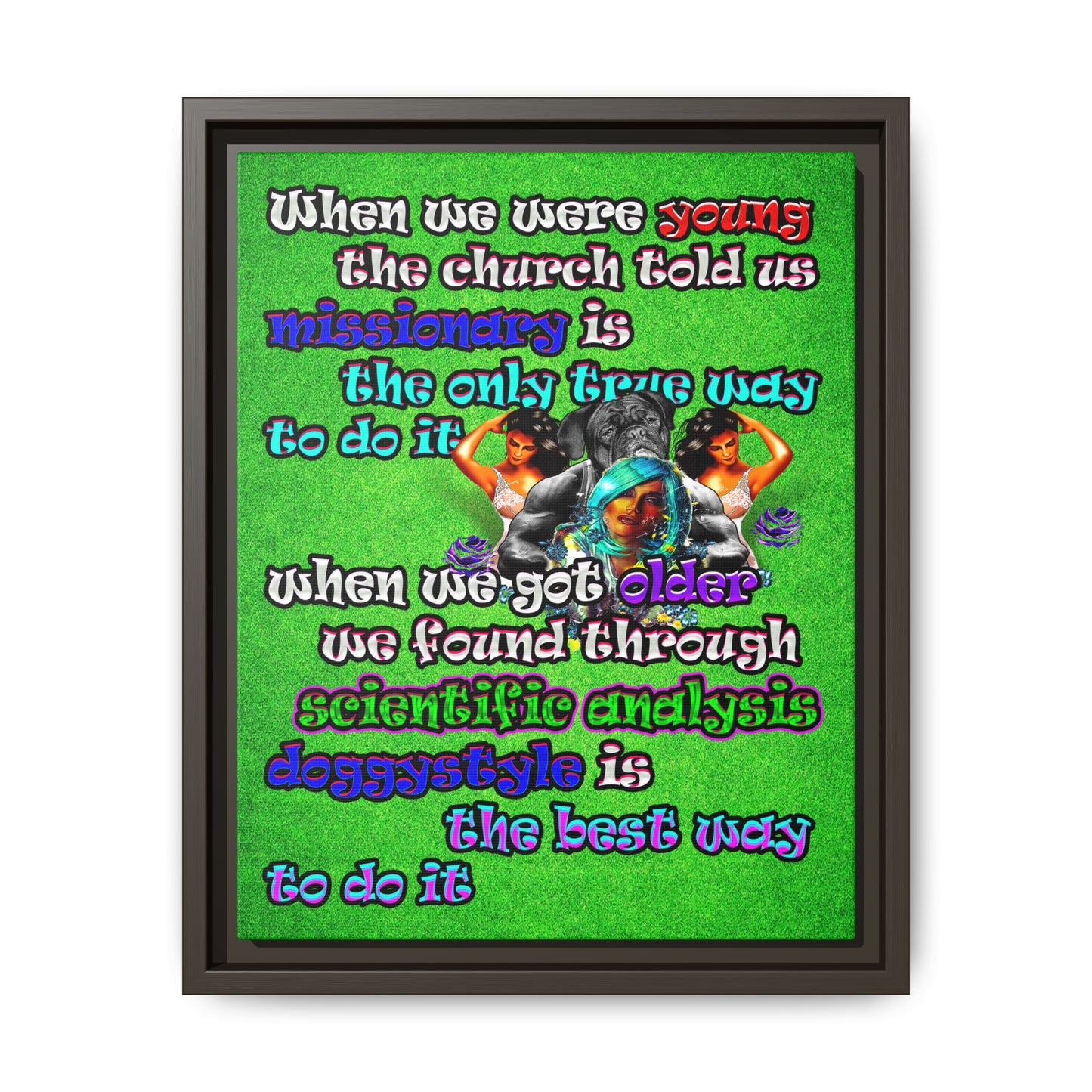doggystyle - framed canvas art (green turf)