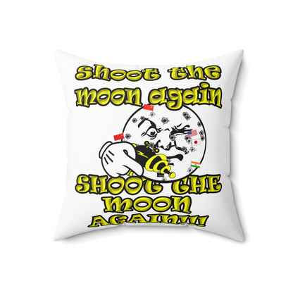 shoot the moon again - Spun Polyester Square Pillow - (white)