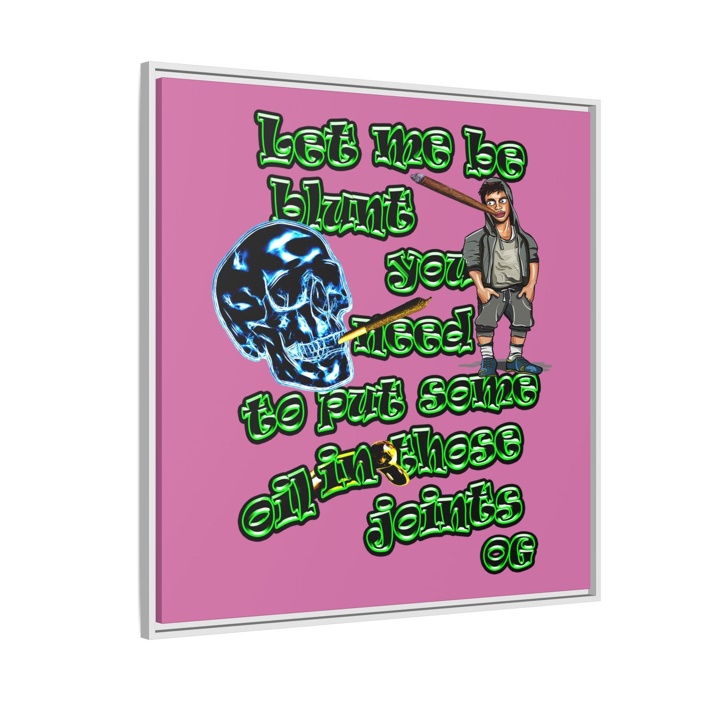 og - framed canvas art (light pink)