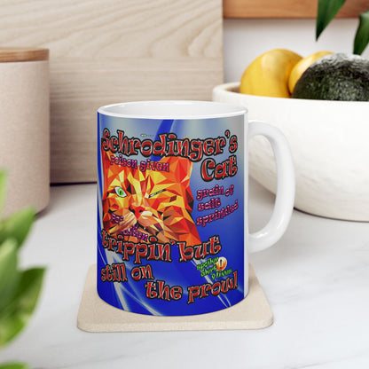 schrodinger's cat - White Mug (blue-white wave)