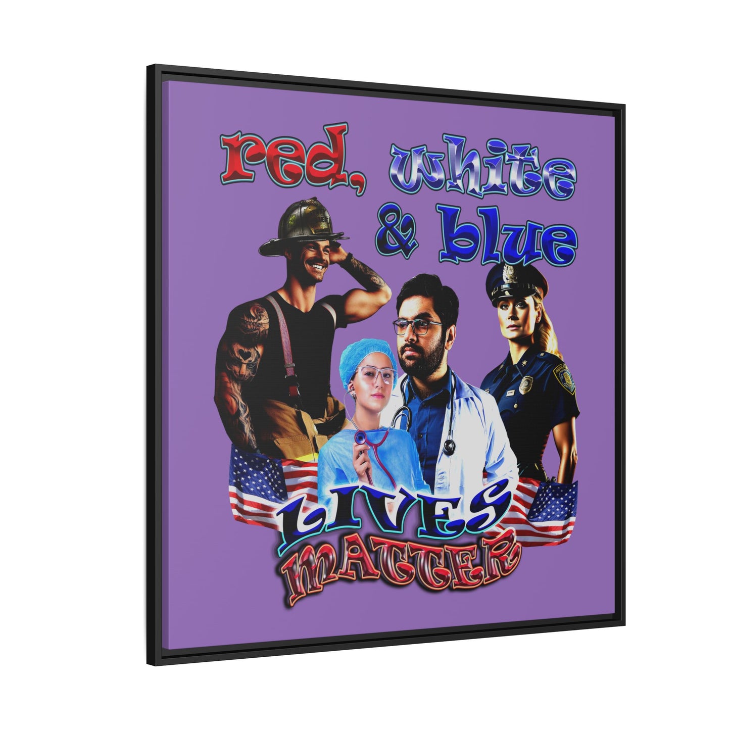 rw&b lives matter - framed canvas art (light purple)
