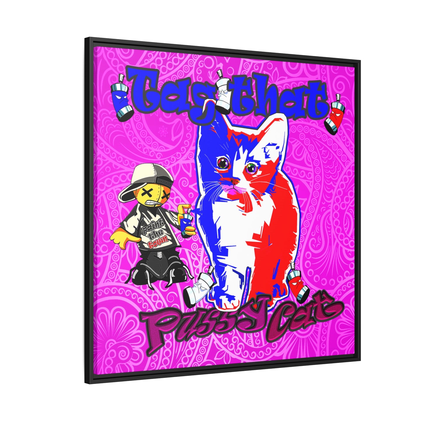 tag that - framed canvas art (pink swirl)