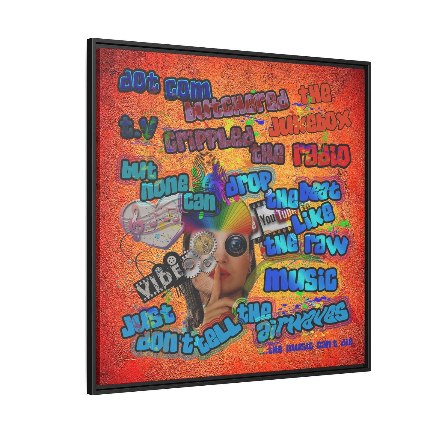 drop the beat - framed canvas art (burnt orange)