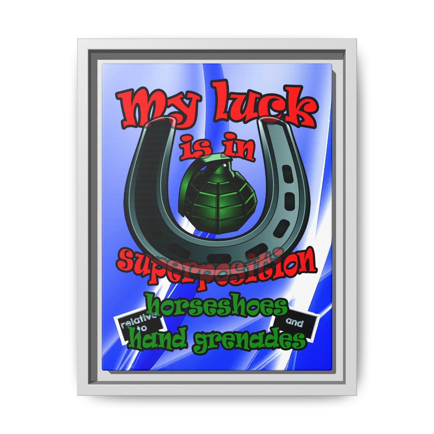 my luck - framed canvas art (blue-white wave)