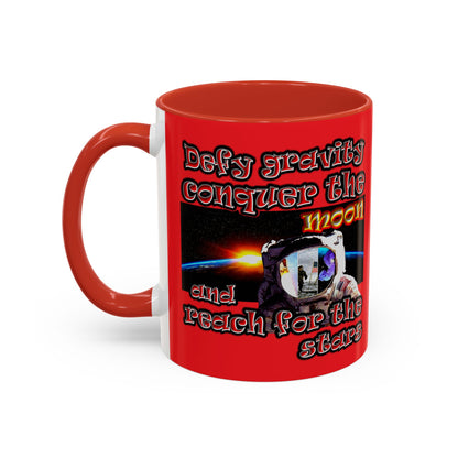 defy conquer reach - Accent Mug (red)