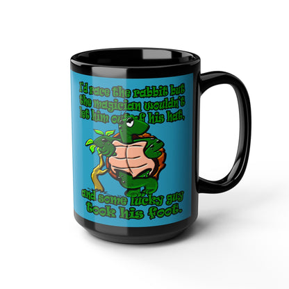 turtle race - Black Mug (turquoise)