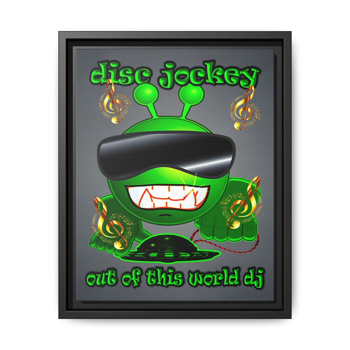 disc jockey - framed canvas art (grey-light grey)