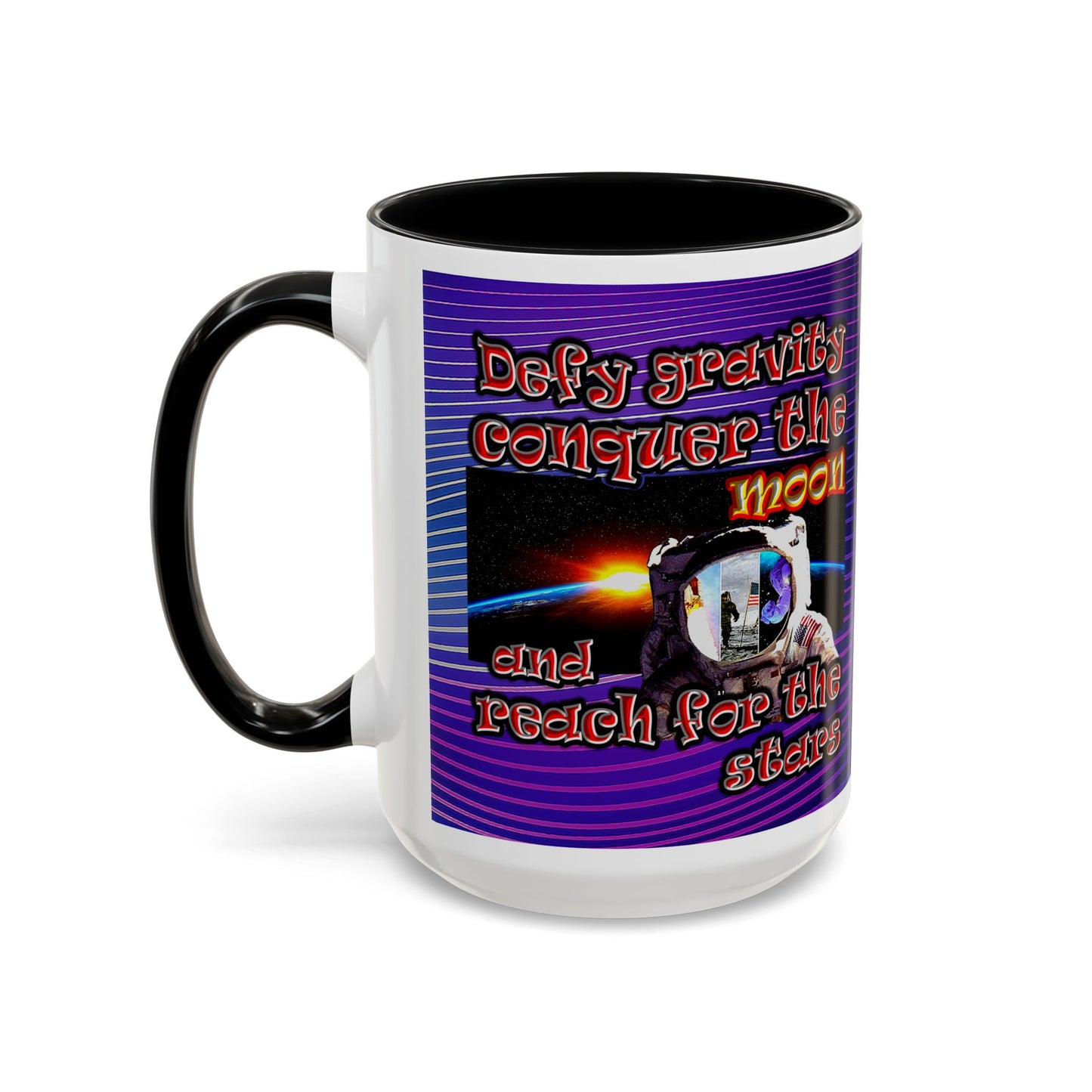 defy conquer reach - Accent Mug (purple wave)