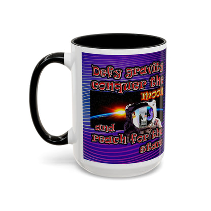 defy conquer reach - Accent Mug (purple wave)