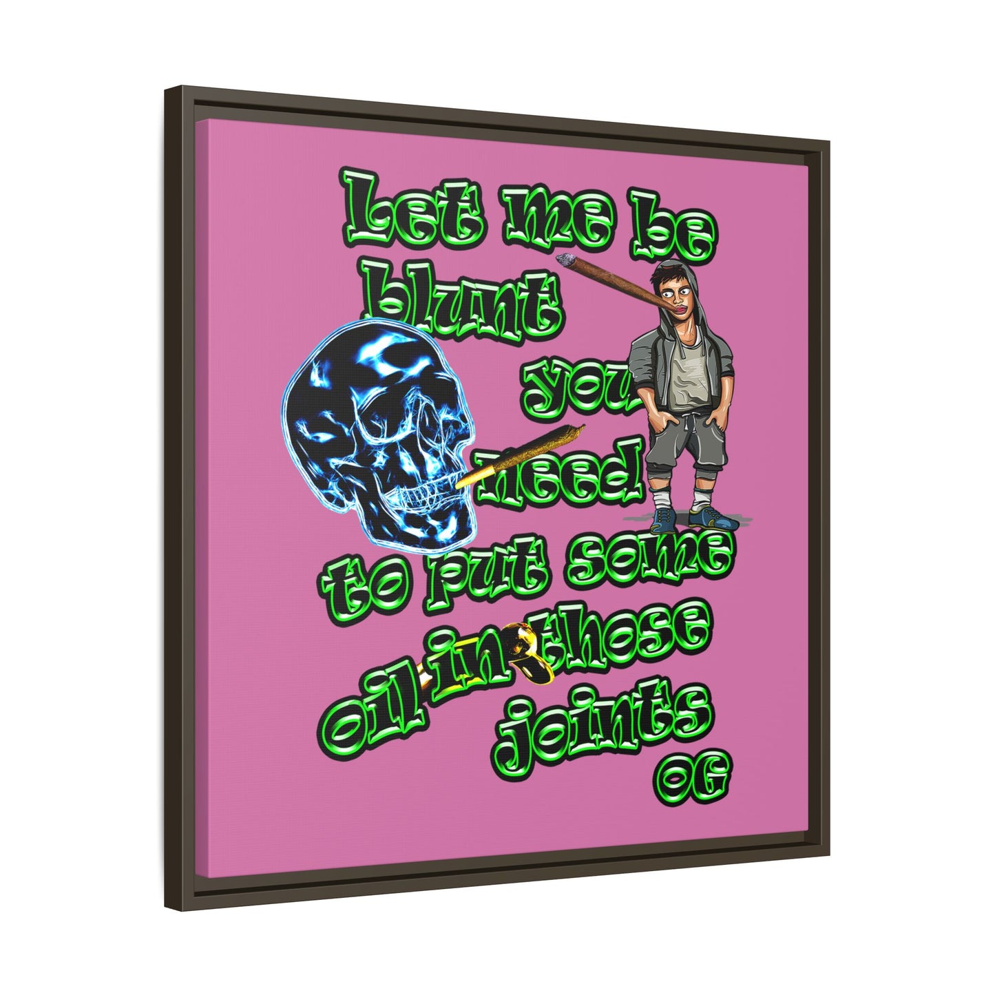 og - framed canvas art (light pink)