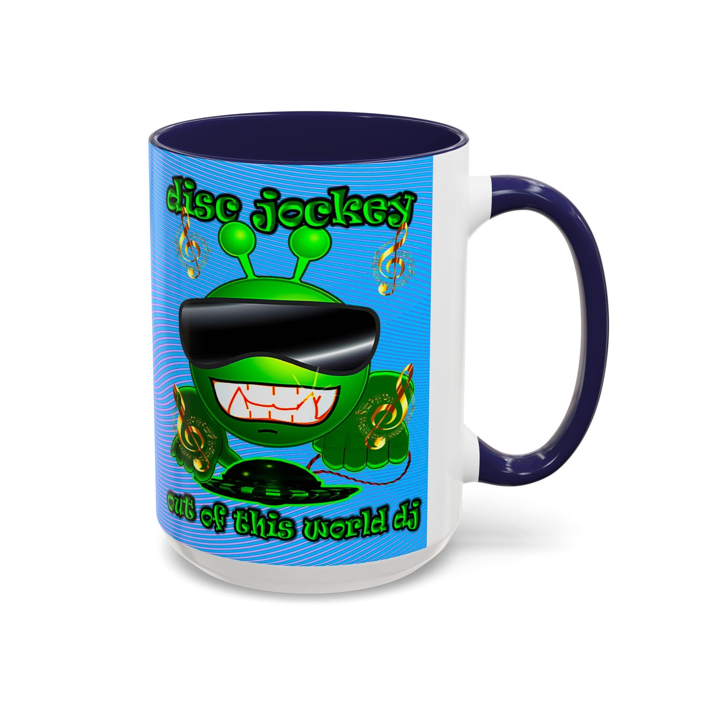 disc jockey - Accent Mug (light blue-purple wave)