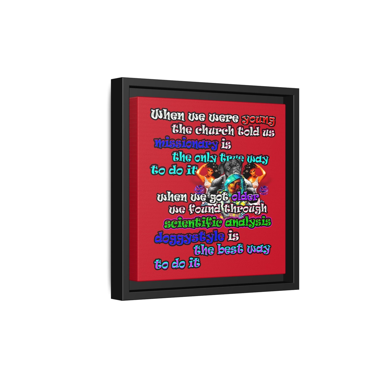 doggystyle - framed canvas art (dark red)