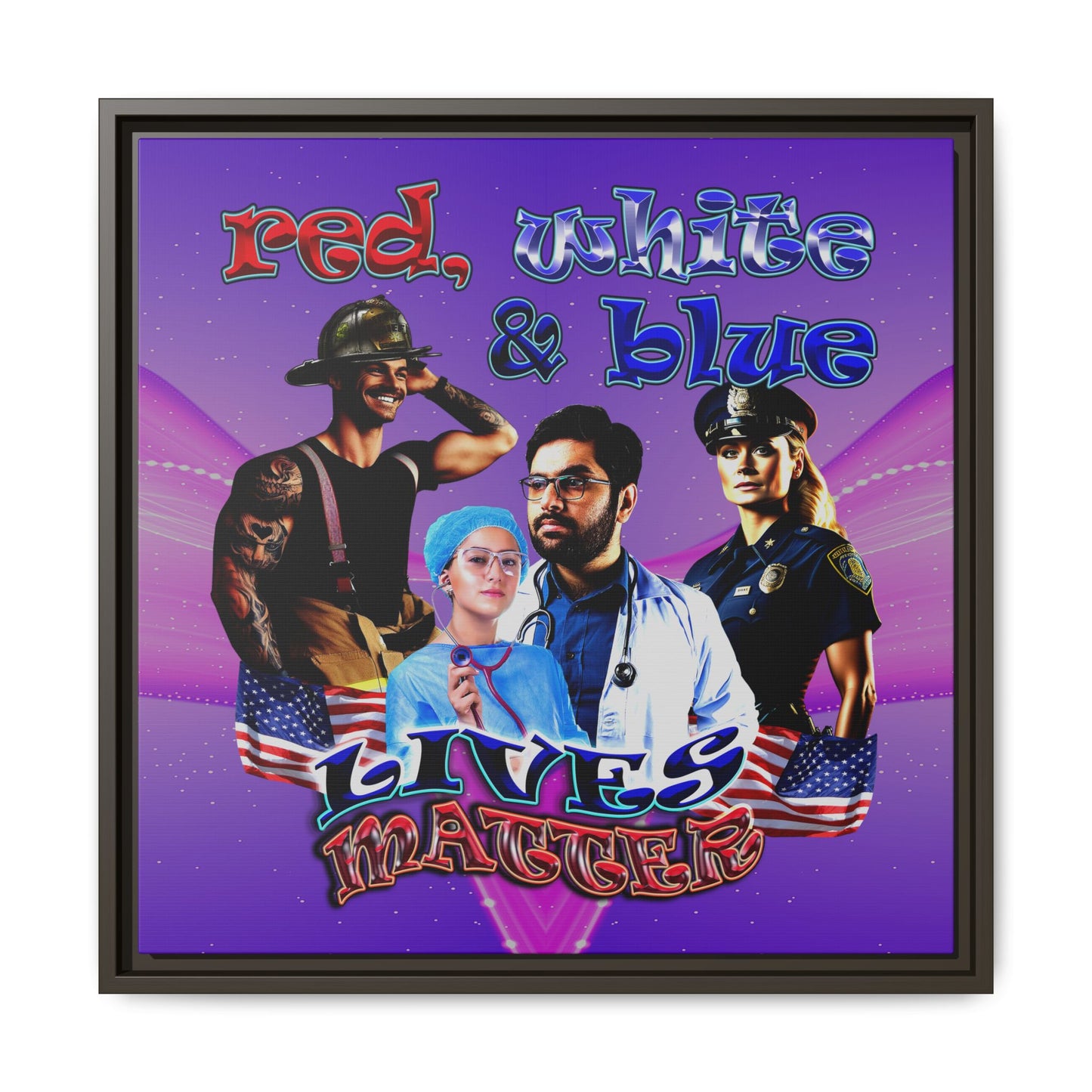 rw&b lives matter - framed canvas art (purple-pink wave)