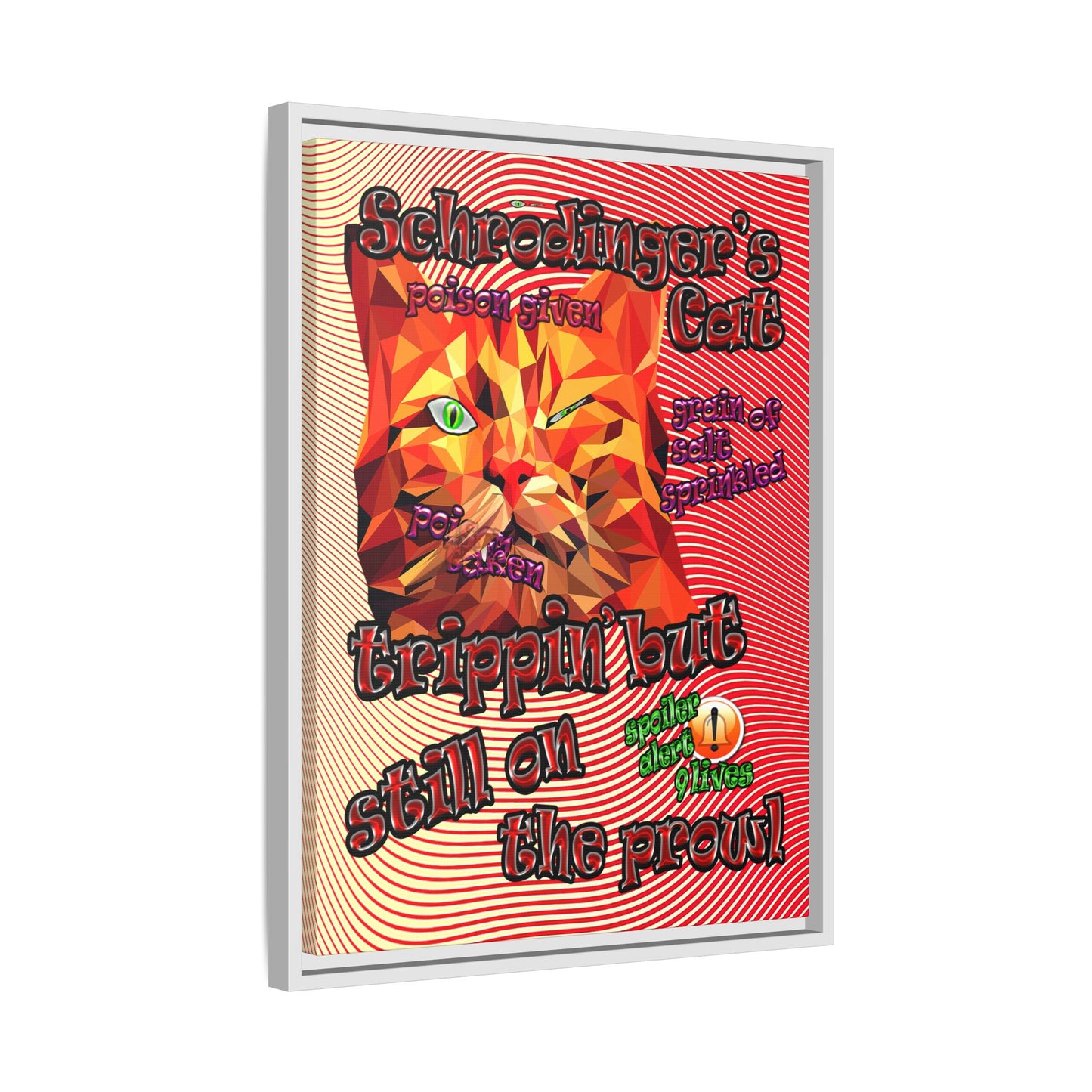 schrodinger's cat - framed canvas art (yellow-orange wave)