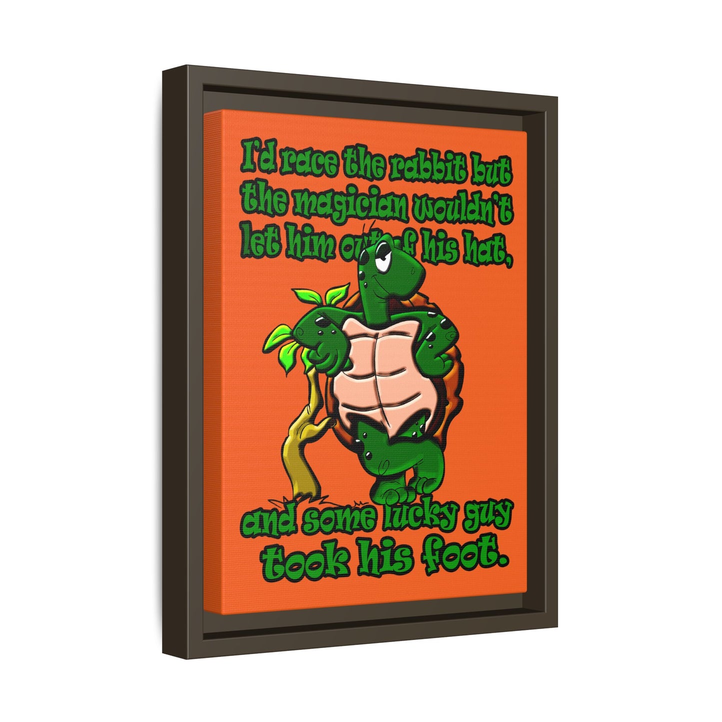 turtle race - framed canvas art (orange)
