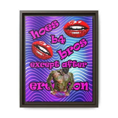 hoes b4 bros - framed canvas art (purple wave)