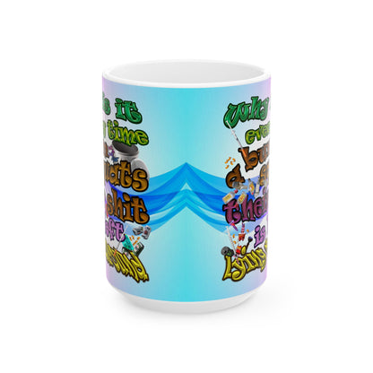 the bum's shit - White Mug (light blue-pink wave)