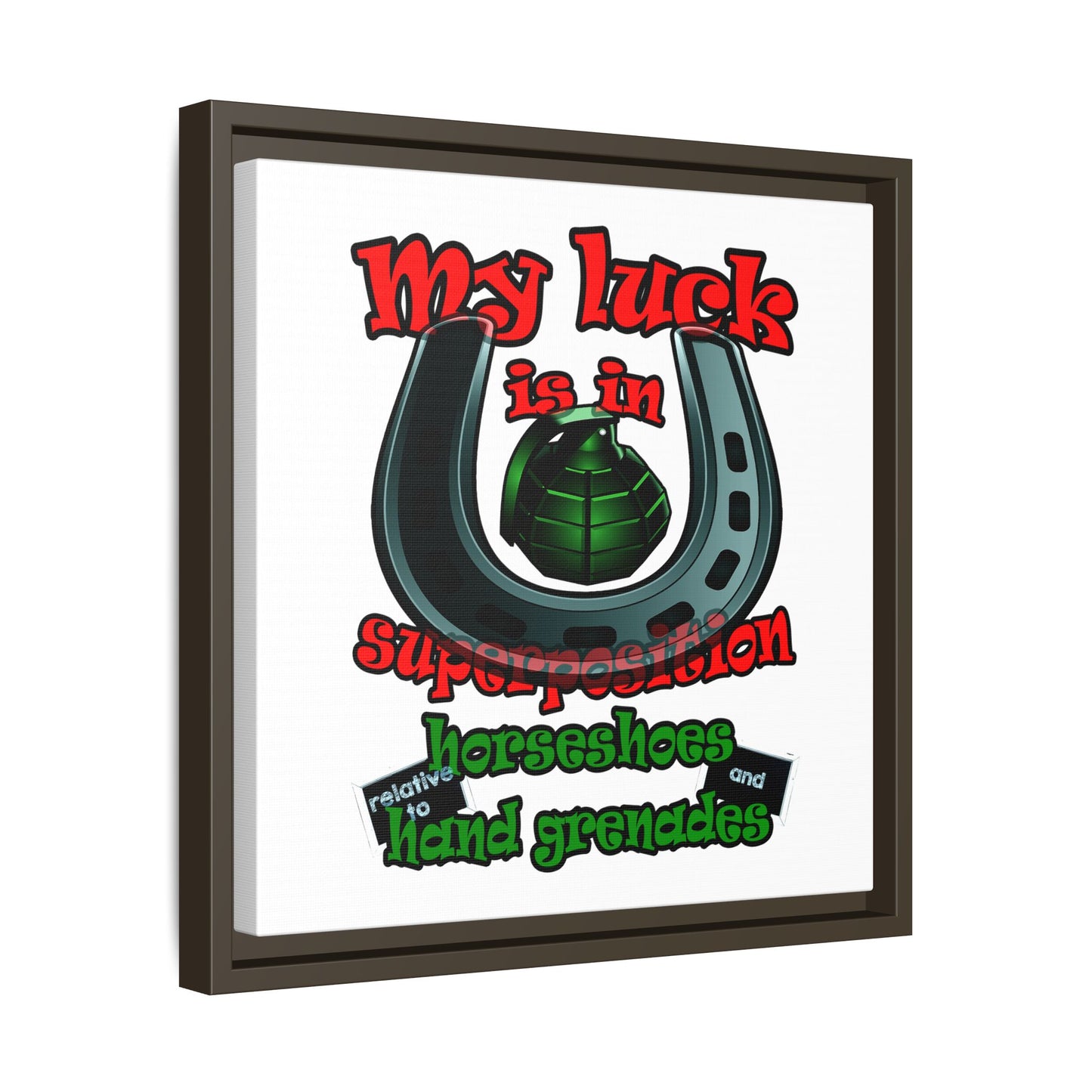 my luck - framed canvas art (white)
