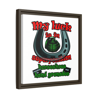 my luck - framed canvas art (white)