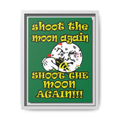 shoot the moon again - framed canvas art (dark green)