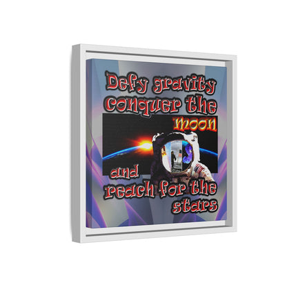 defy conquer reach - framed canvas art (grey-pink wave)