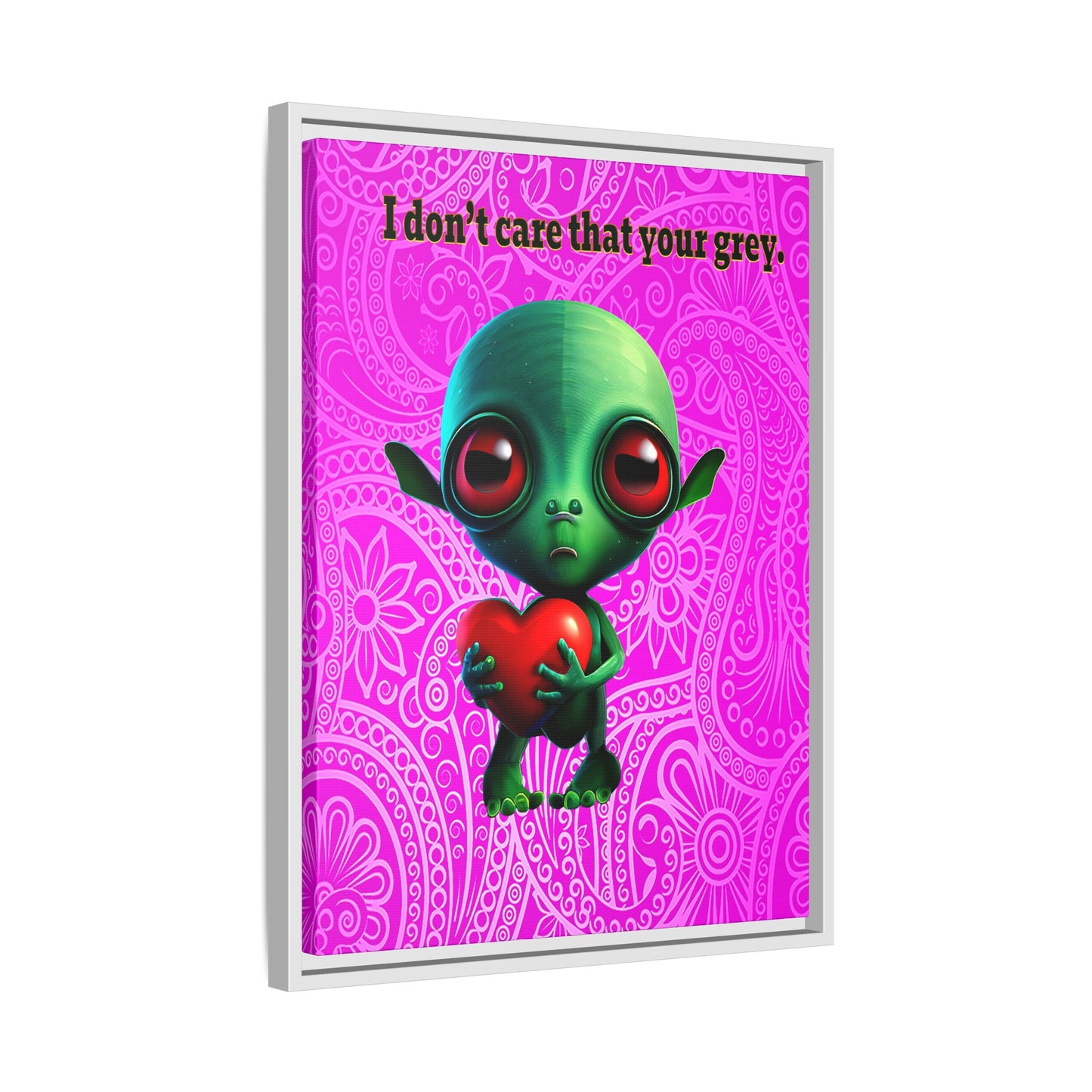 I don't care that your grey - framed canvas art (pink swirl)