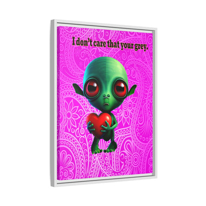 I don't care that your grey - framed canvas art (pink swirl)