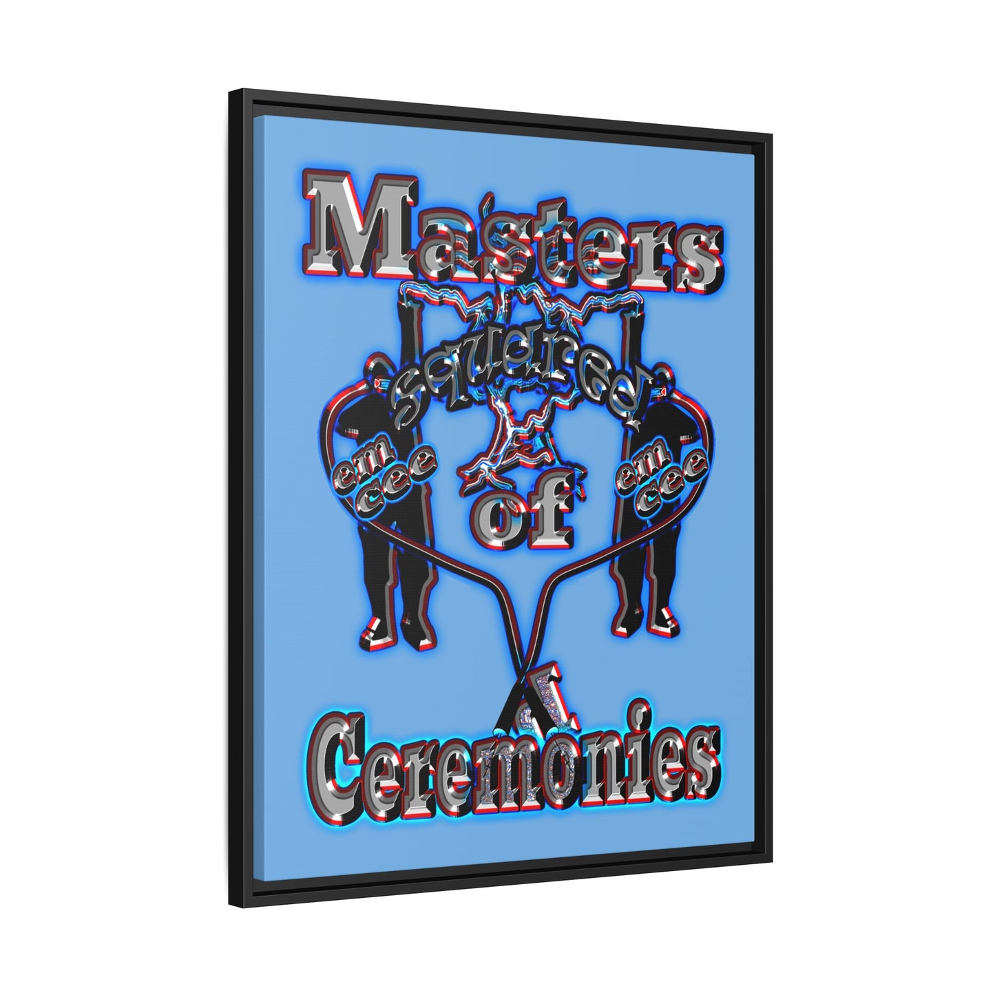 em cee squared - framed canvas art (light blue)