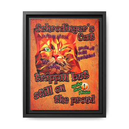 schrodinger's cat - framed canvas art (burnt orange)