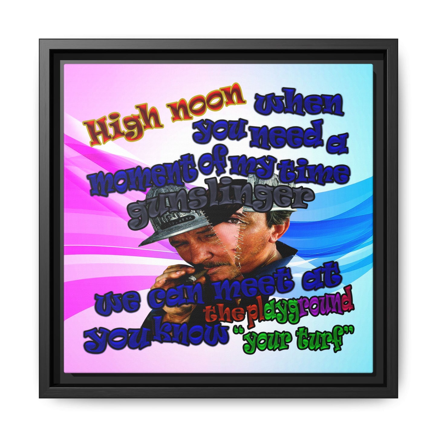 high noon - framed canvas art (light blue-pink wave)