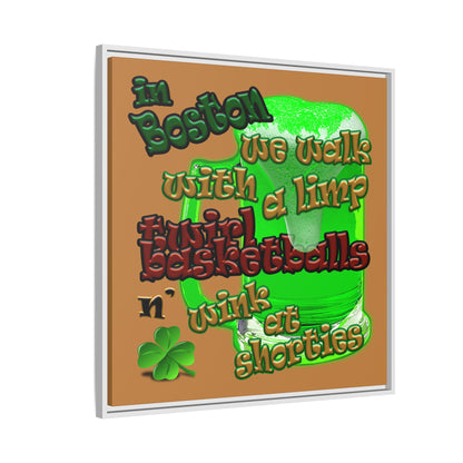 celtics logo - framed canvas art (light brown)