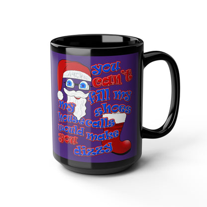 santa's shoes - Black Mug (purple)