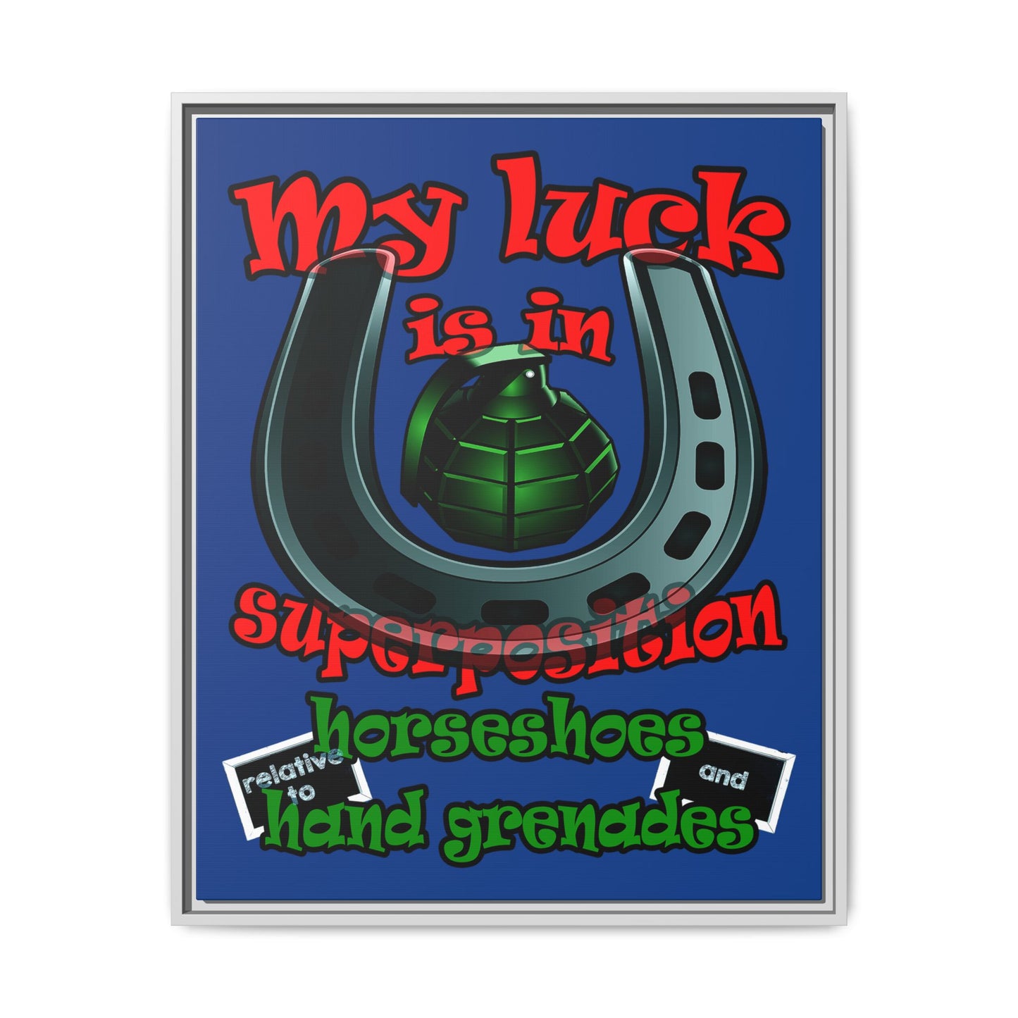 my luck - framed canvas art (dark blue)