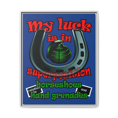 my luck - framed canvas art (dark blue)
