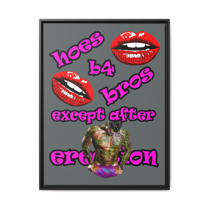 hoes b4 bros - framed canvas art (dark grey)