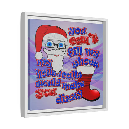 santa's shoes - framed canvas art (light blue-pink wave)