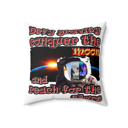 defy conquer reach - Spun Polyester Square Pillow - (white)